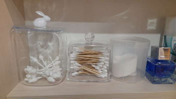 Фотография покупателя товара Органайзер для хранения ватных палочек, с крышкой, 9 × 7 × 10 см, в картонной коробке, цвет прозрачный - Фото 1