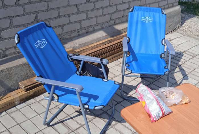 Фотография покупателя товара Кресло туристическое Maclay, с подлокотниками, 55х46х84 см, цвет синий - Фото 3