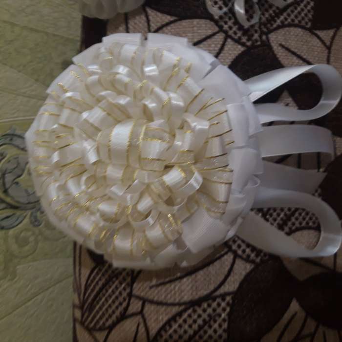 Фотография покупателя товара Лента декоративная, капроновая/атласная, с люрексом, 25 мм, 18 ± 1 м, цвет белый