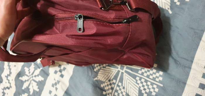 Фотография покупателя товара Чемодан малый 20" с сумкой, отдел на молнии, наружный карман, с расширением, цвет бордовый - Фото 1