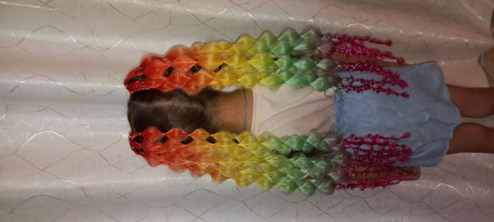 Фотография покупателя товара ZUMBA Канекалон четырёхцветный, гофрированный, 60 см, 100 гр, цвет радуга(#DY2) - Фото 4