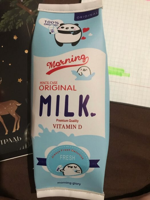 Фотография покупателя товара Пенал школьный "Молоко" на молнии, МИКС - Фото 3