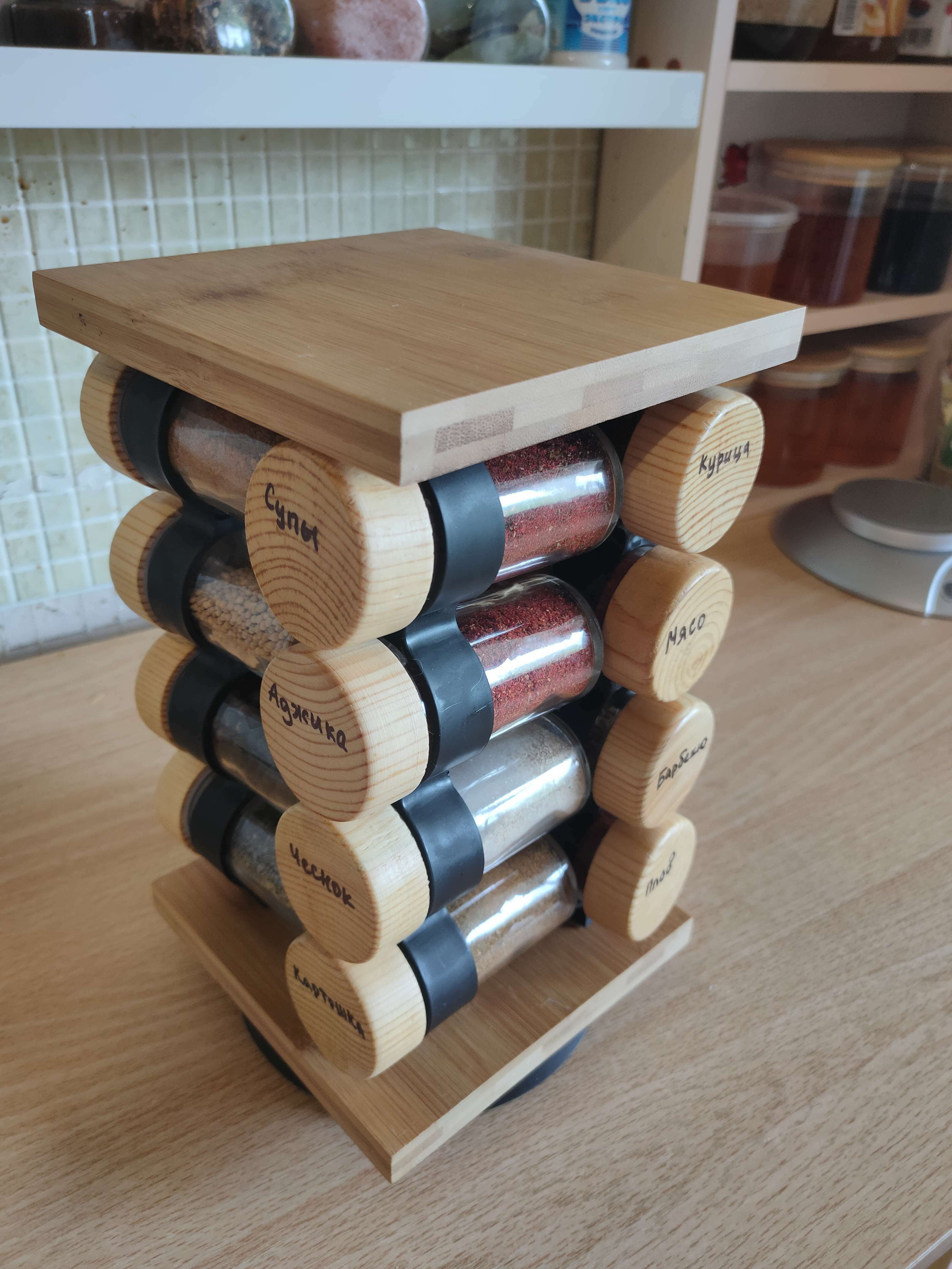 Фотография покупателя товара Набор для специй из стекла на бамбуковой подставке BellaTenero «Эко», 100 мл, 16 шт. - Фото 3