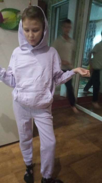 Фотография покупателя товара Костюм для девочки (худи, брюки) KAFTAN "Basic line", размер 38 (146-152), цвет лиловый - Фото 2