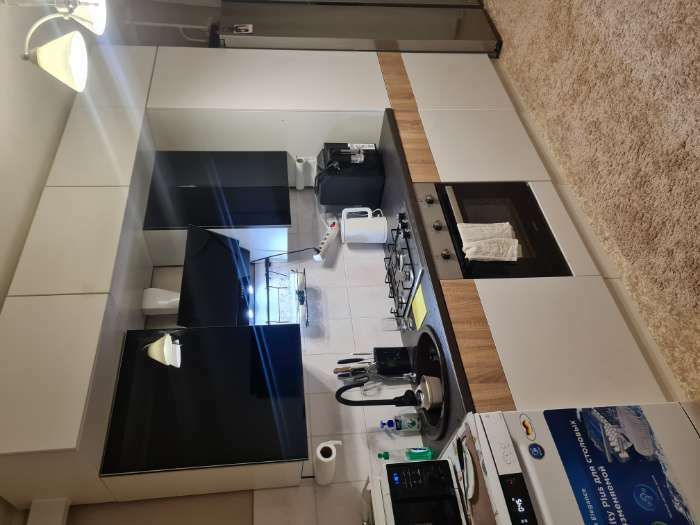 Фотография покупателя товара Кухонный гарнитур трехуровневый в потолок 2400 Техно-5, Сонома/Белый глянец/Белый - Фото 8