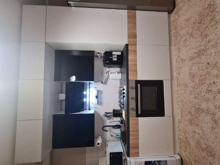 Фотография покупателя товара Кухонный гарнитур трехуровневый в потолок 2400 Техно-5, Сонома/Белый глянец/Белый - Фото 9