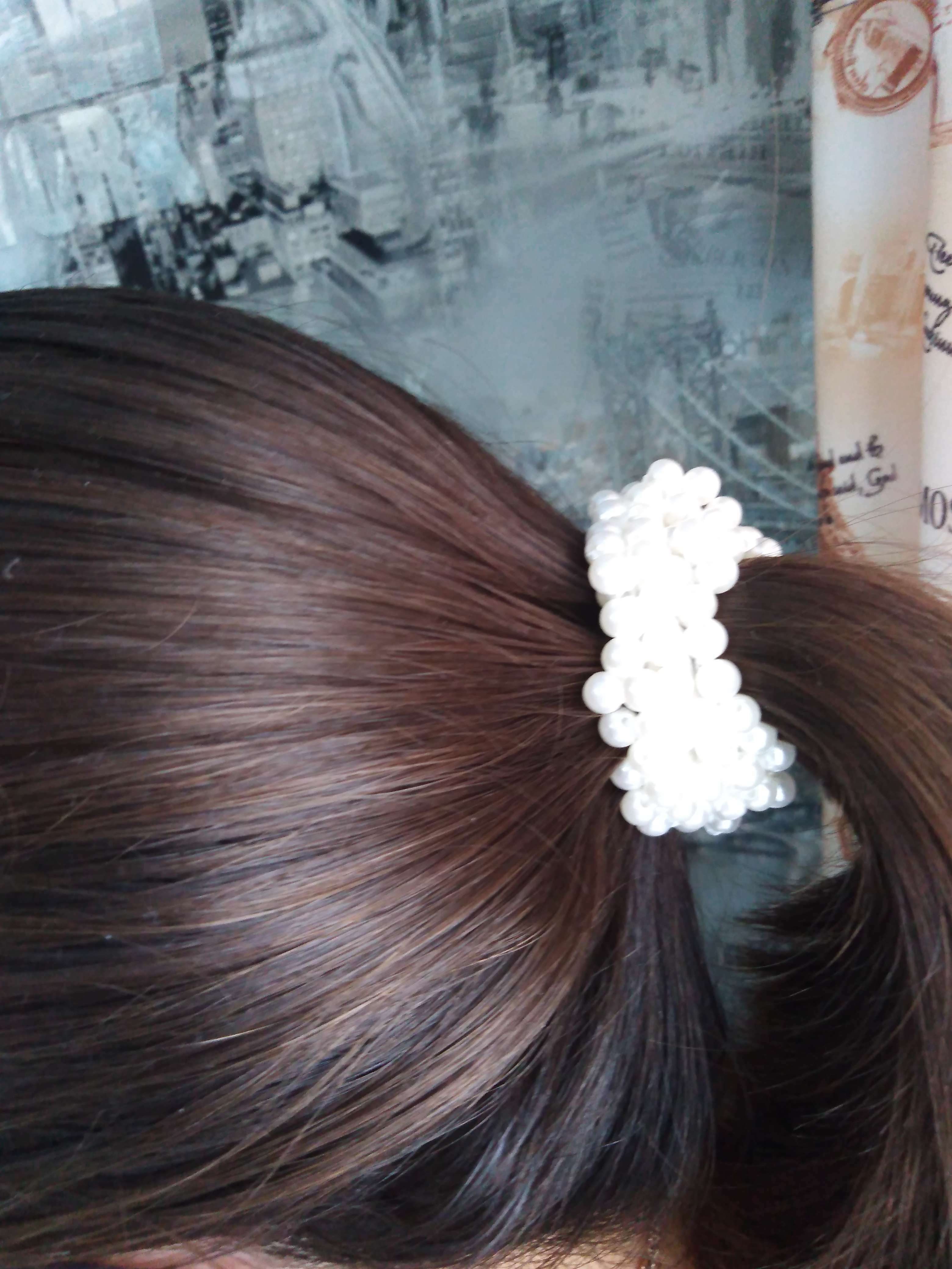 Фотография покупателя товара Резинка для волос "Жемчужная сказка" белый
