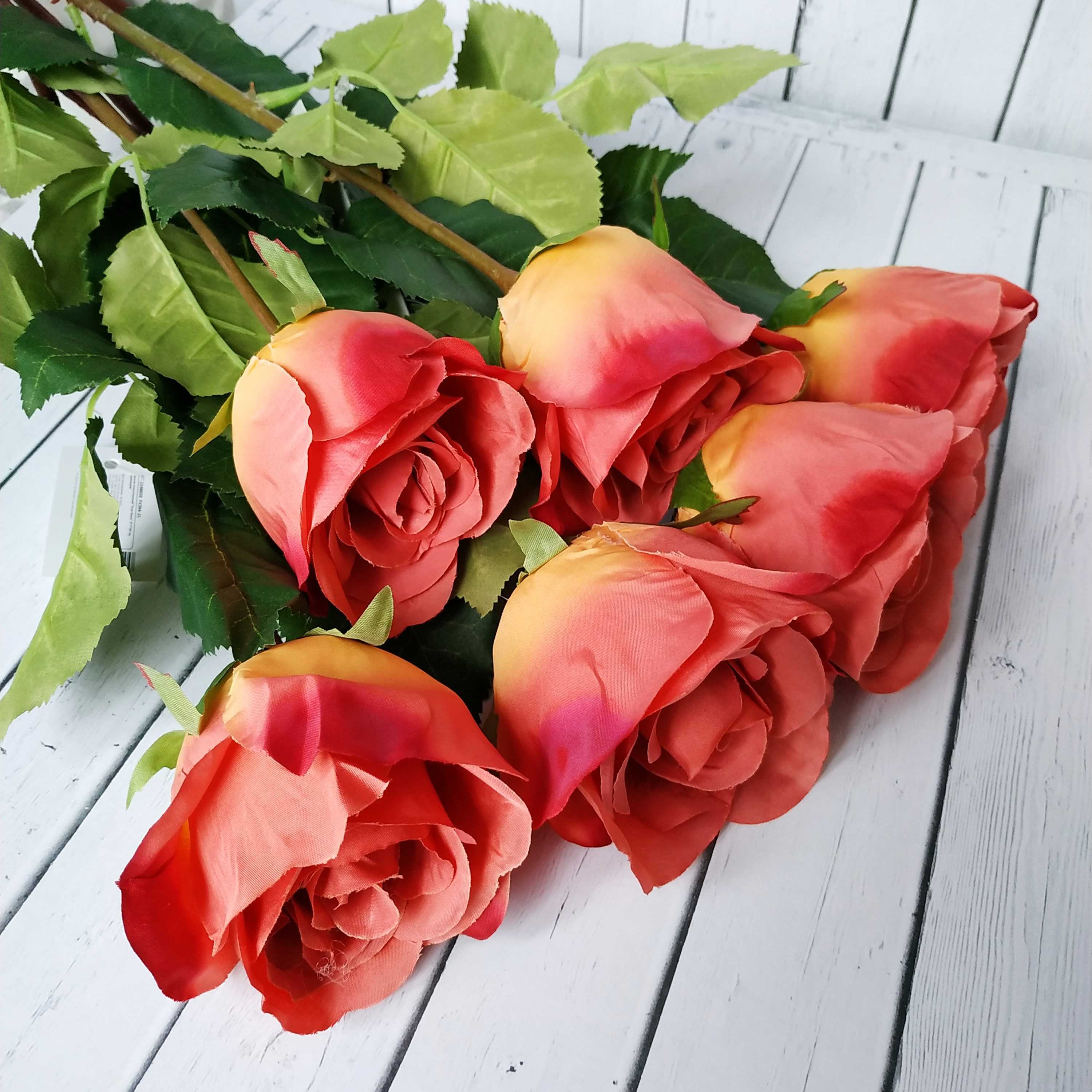 Фотография покупателя товара Цветок искусственный "Роза Мюнх" 9*7*60 см, жёлто-малиновая - Фото 1