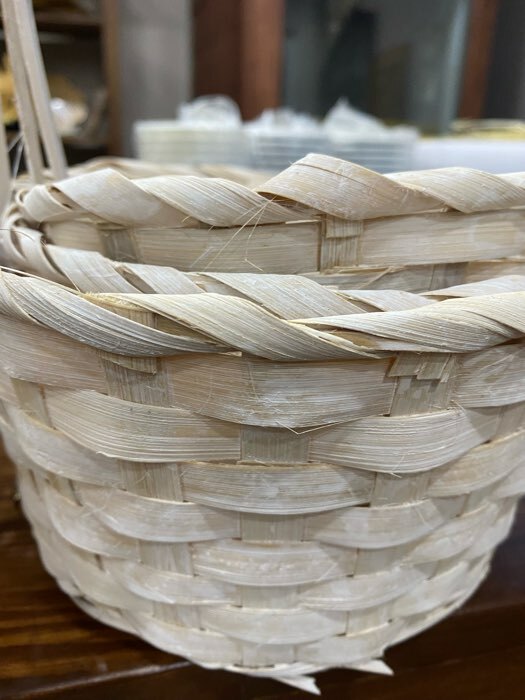 Фотография покупателя товара Набор корзин плетёных, белых, бамбук, 3 шт.