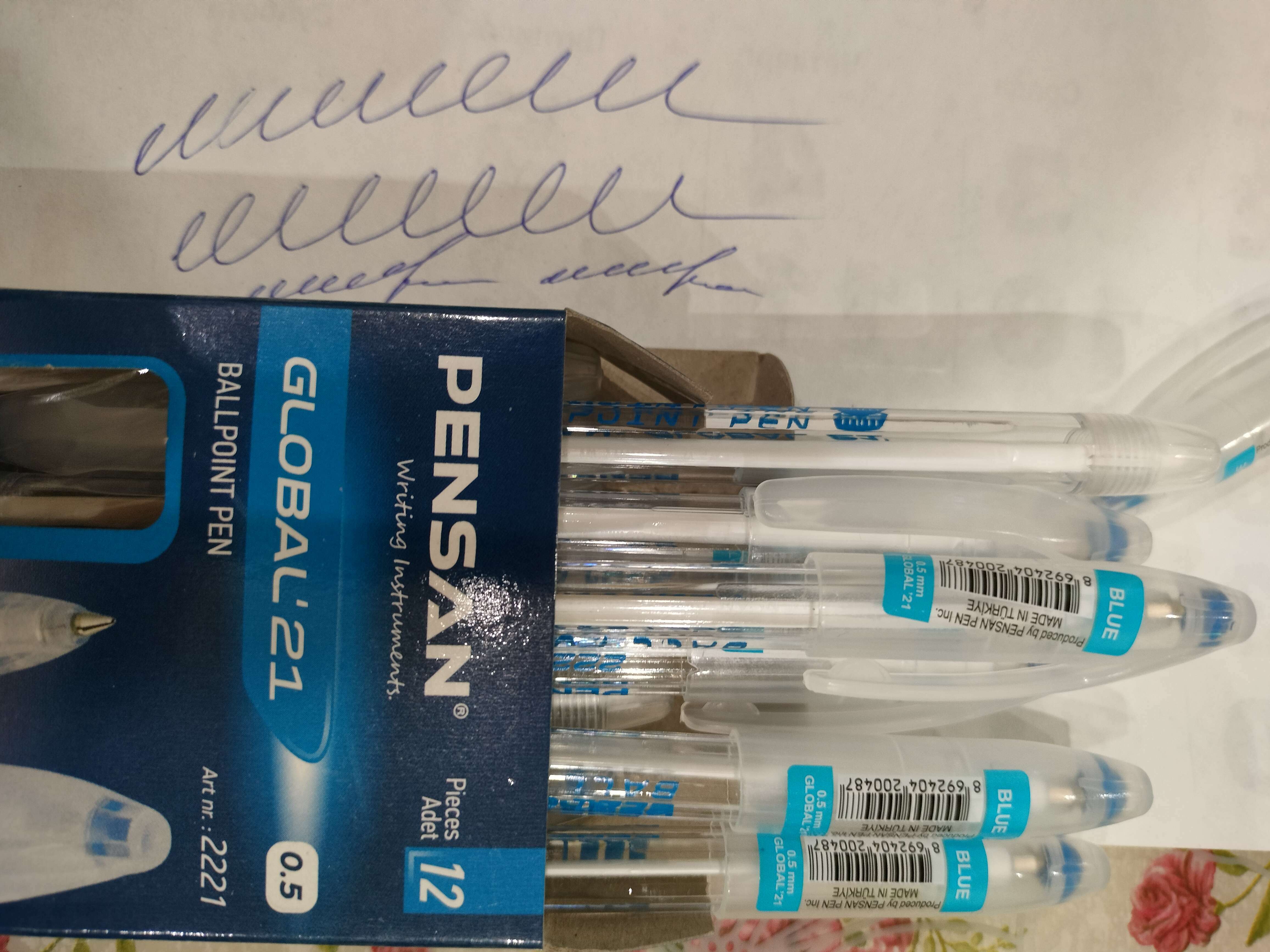 Фотография покупателя товара Ручка шариковая масляная Pensan Global-21, узел 0.5 мм, чернила синие - Фото 8