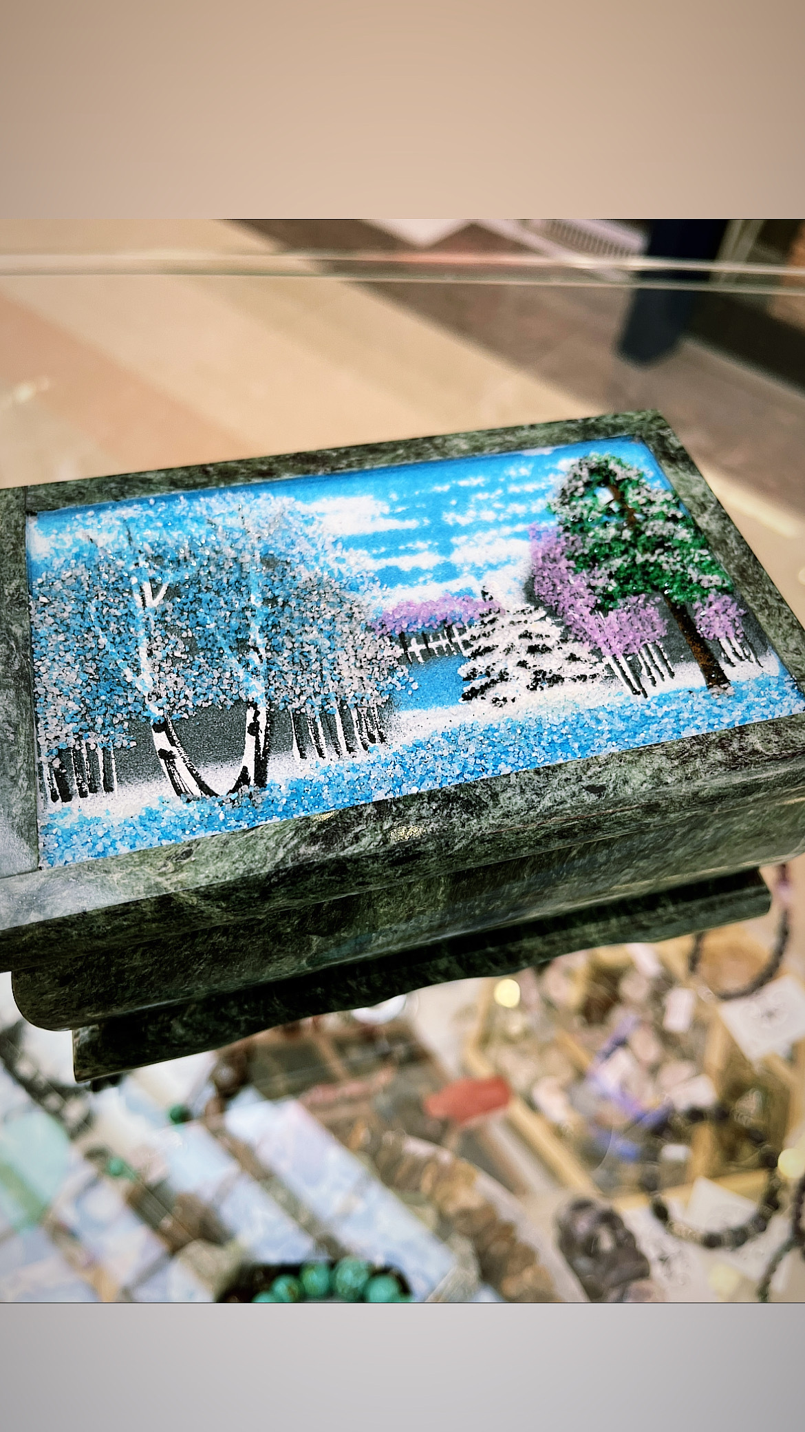 Фотография покупателя товара Шкатулка "Зима" из камня, каменная крошка - Фото 1