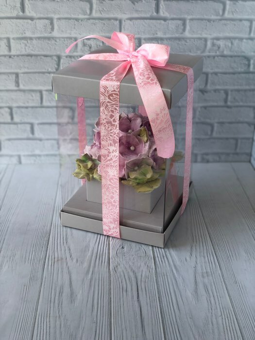Фотография покупателя товара Коробка подарочная для цветов с вазой и PVC окнами складная, упаковка, «Серая», 16 х 23 х 16 см - Фото 10