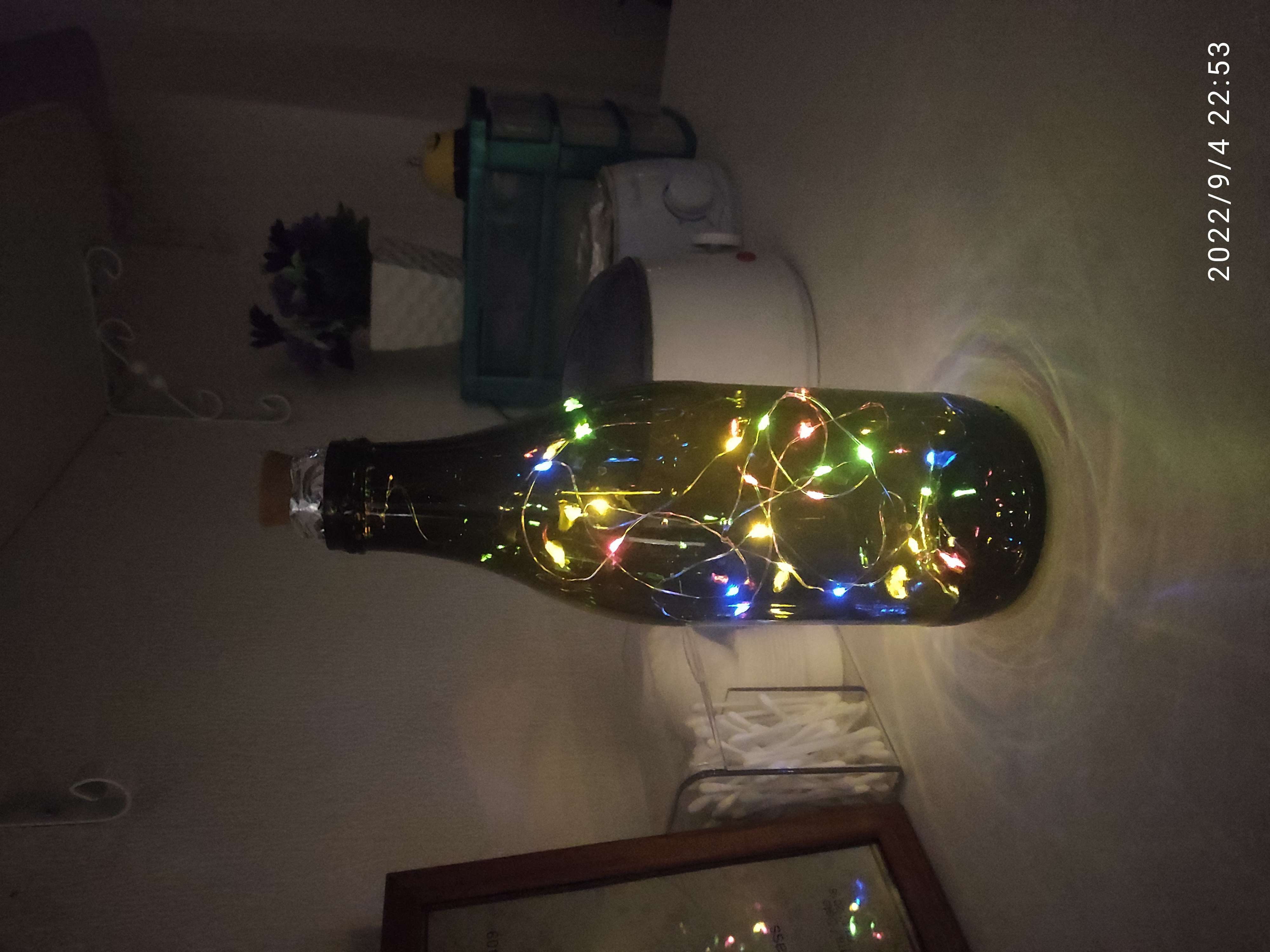 Фотография покупателя товара Гирлянда «Нить» 2 м роса с пробкой, IP44, серебристая нить, 20 LED, свечение мульти, солнечная батарея - Фото 5