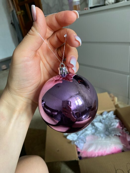 Фотография покупателя товара Ёлочные игрушки «Классика», шары новогодние, набор 4 шт., d=8 см, нежно - розовый - Фото 4