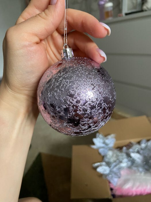 Фотография покупателя товара Ёлочные игрушки «Классика», шары новогодние, набор 4 шт., d=8 см, нежно - розовый - Фото 5