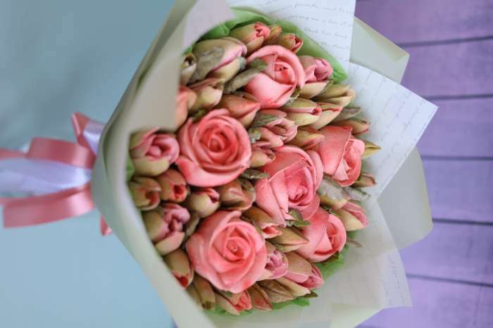 Фотография покупателя товара Пленка для цветов "Послание", мятный, 0,6 х 10 м - Фото 2