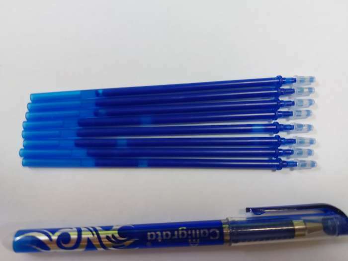 Фотография покупателя товара Набор ручка гелевая со стираемыми чернилами, пишущий узел 0.5 мм, чернила синие+9 синих стержней - Фото 59
