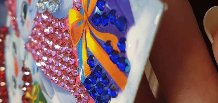 Фотография покупателя товара Новогодняя алмазная мозаика с частичным заполнением для детей на открытке «Новый год. Снеговики» - Фото 1