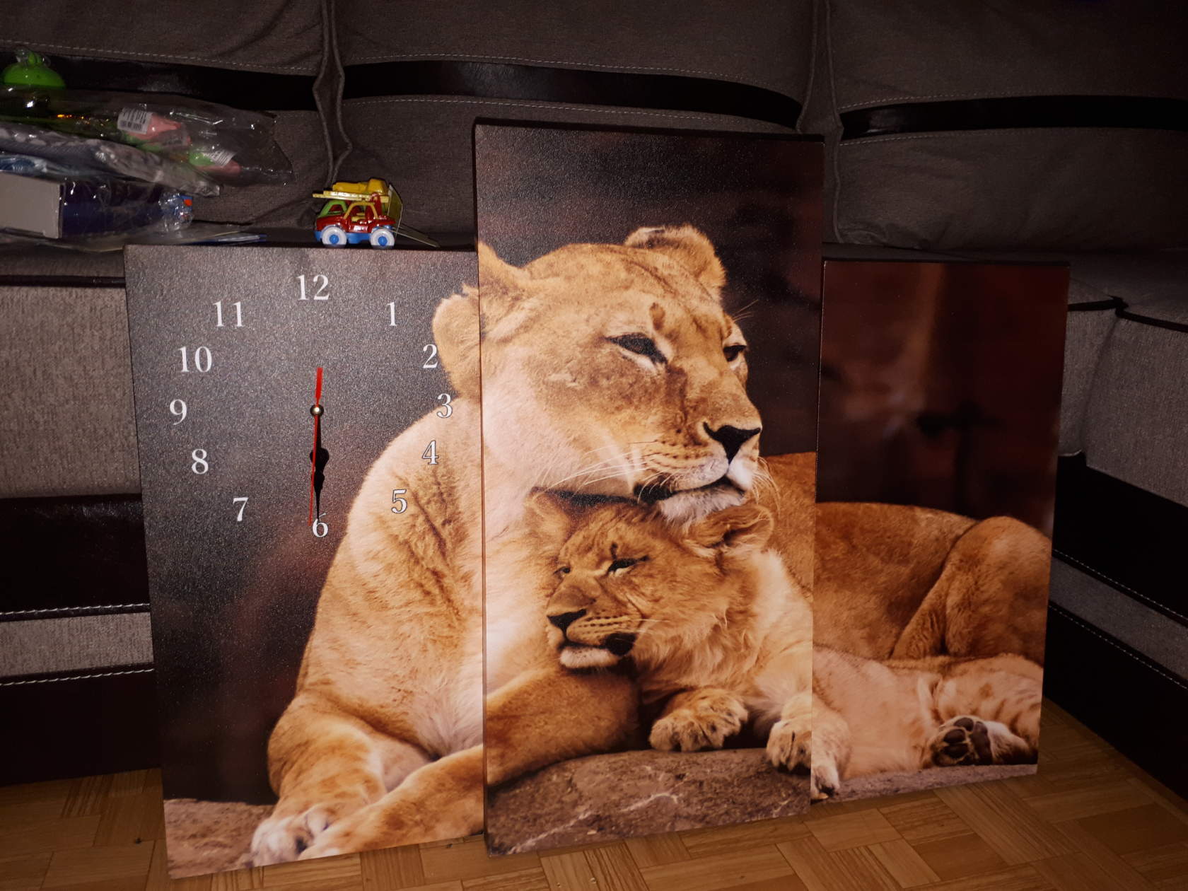 Фотография покупателя товара Часы настенные, модульные, серия: Животный мир "Львы", 60х80 см