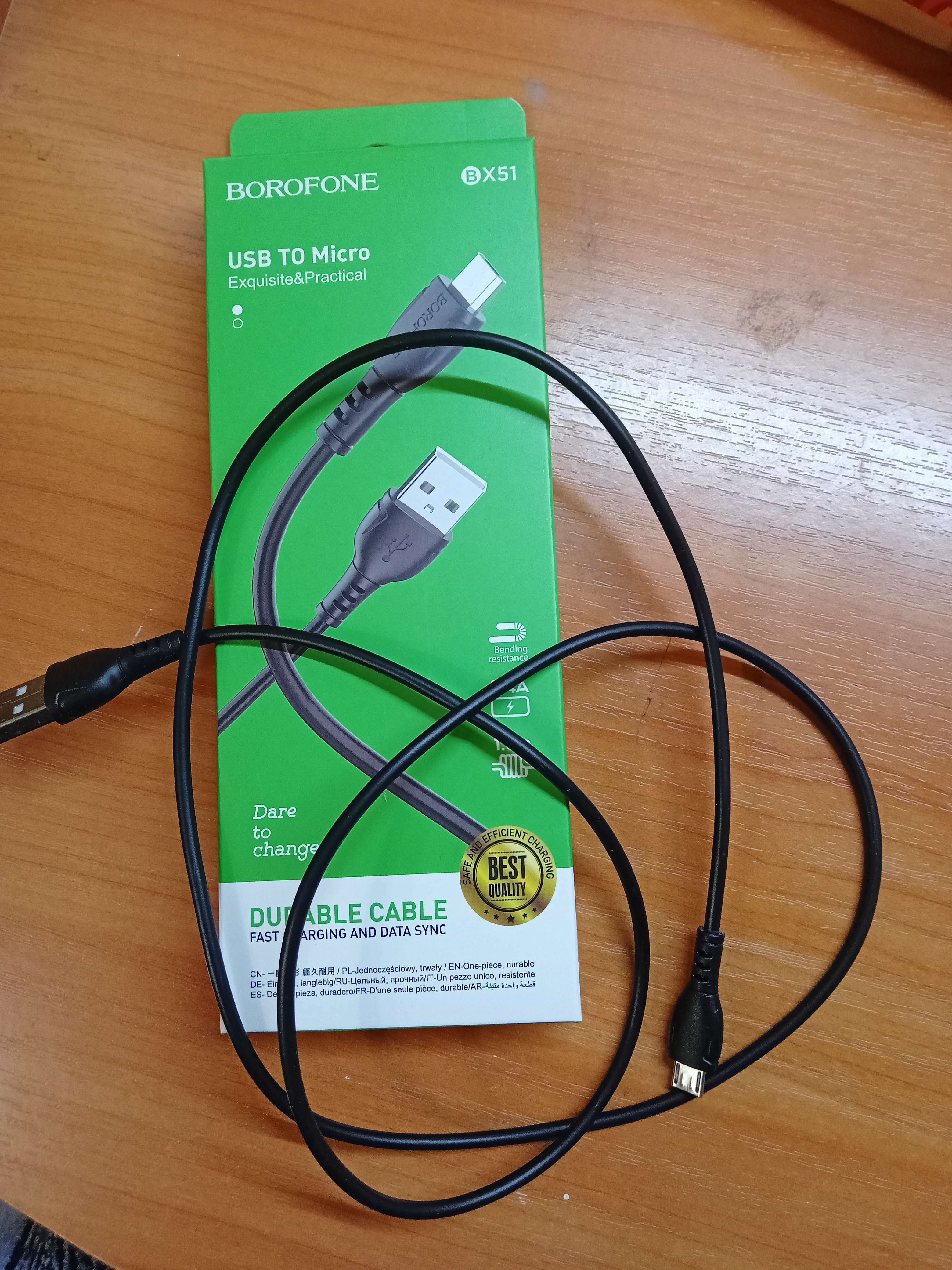 Фотография покупателя товара Кабель Borofone BX51, microUSB - USB, 2.4 А, 1 м, PVC оплётка, чёрный - Фото 1