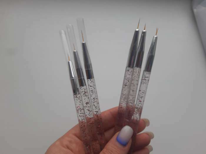 Фотография покупателя товара Набор кистей для дизайна ногтей, 3 шт, 13,5 см, цвет прозрачный