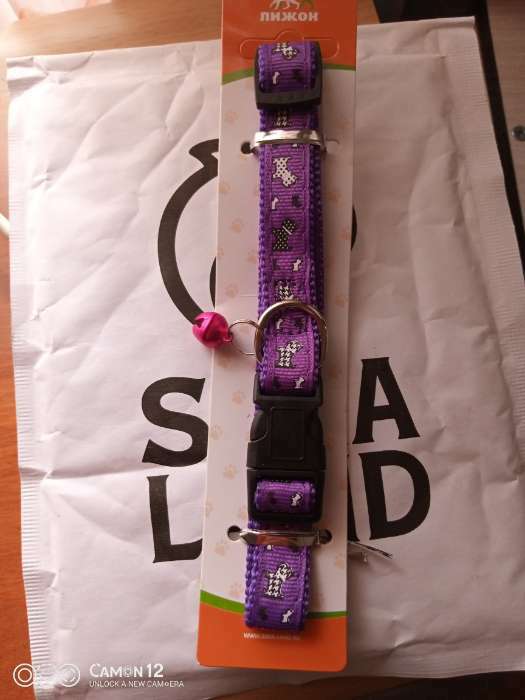 Фотография покупателя товара Ошейник "Собачки" 37 х1,5  см,ОШ 24-41, фиолетовый