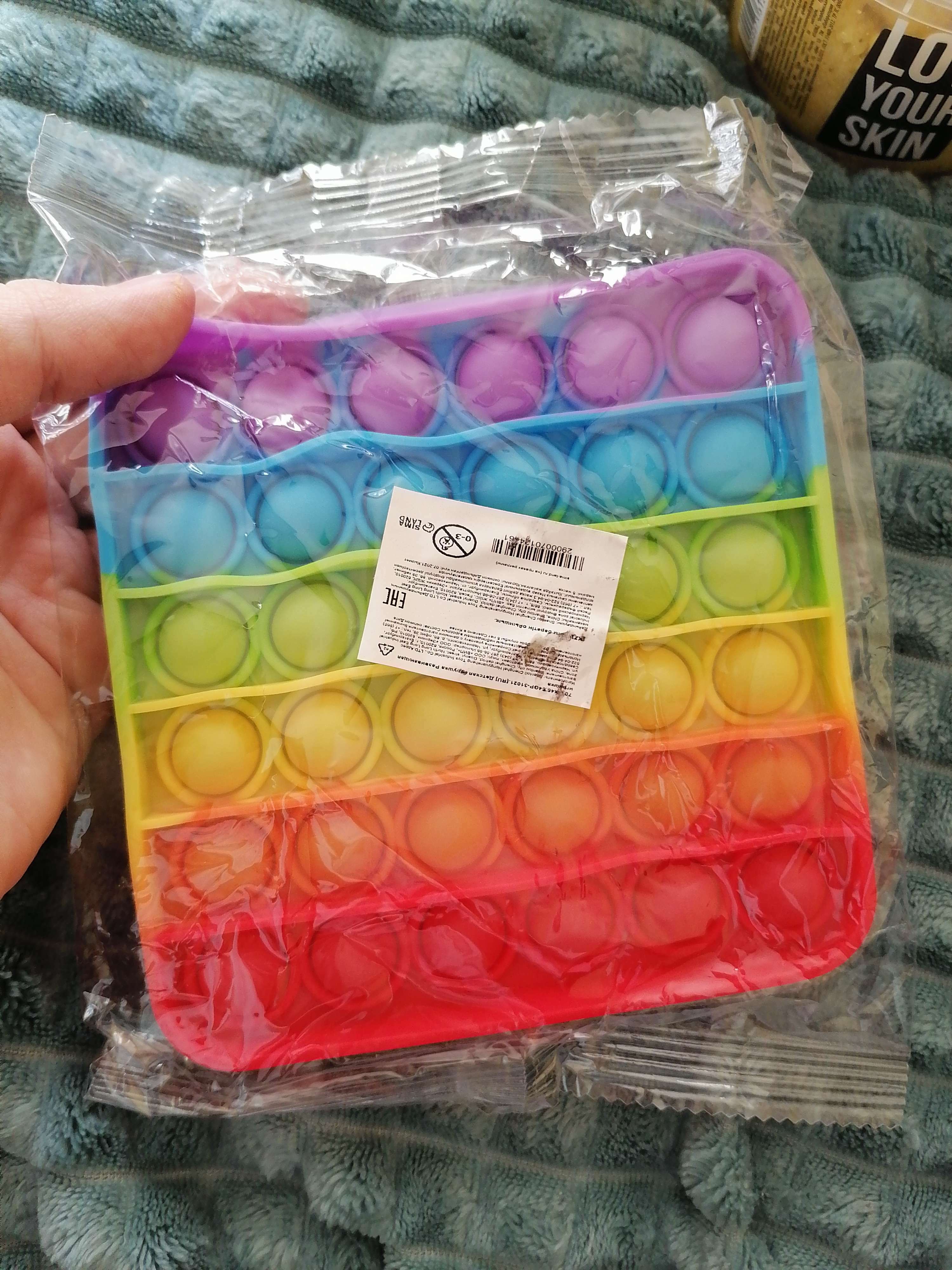 Фотография покупателя товара Антистресс тактильная сенсорная игрушка «POP IT», квадратная, радужная - Фото 4