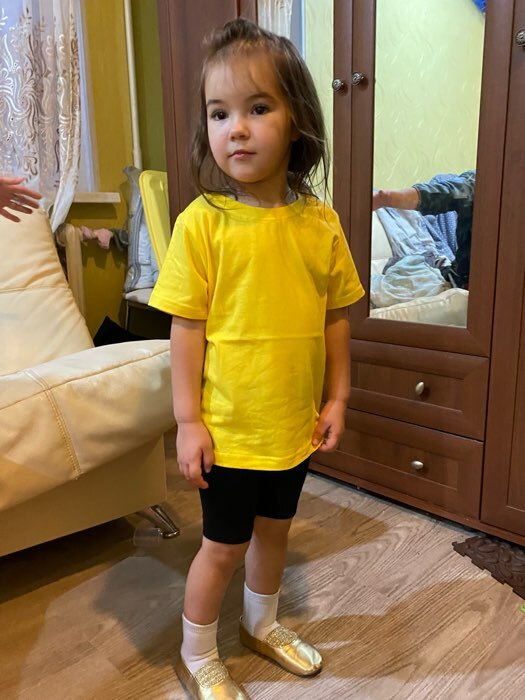Фотография покупателя товара Футболка детская, цвет жёлтый, рост 86 см - Фото 1