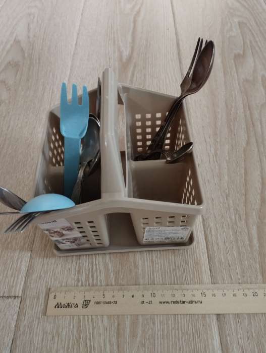 Фотография покупателя товара Подставка под столовые приборы «Лофт», 15×16×16 см, пластик, белый - Фото 3