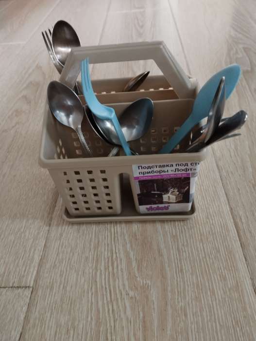 Фотография покупателя товара Подставка под столовые приборы «Лофт», 15×16×16 см, пластик, белый - Фото 2