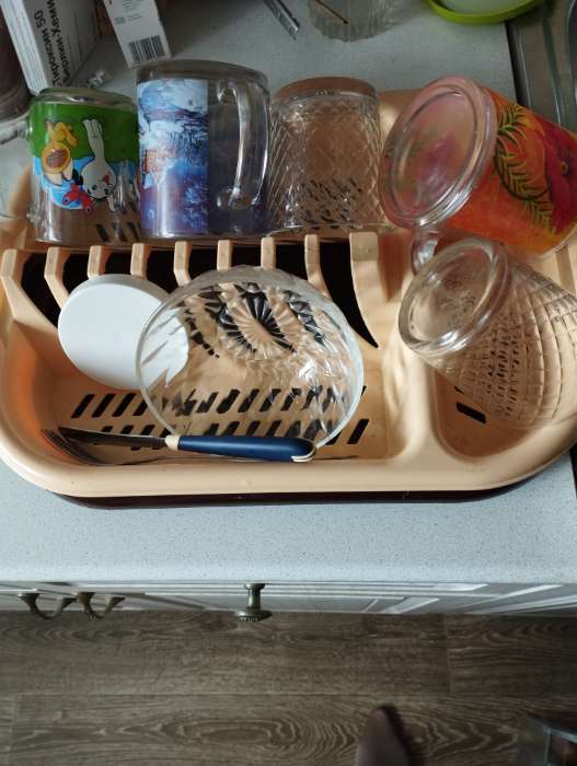 Фотография покупателя товара Сушилка для посуды с поддоном, 38×27×7 см, цвет МИКС - Фото 1