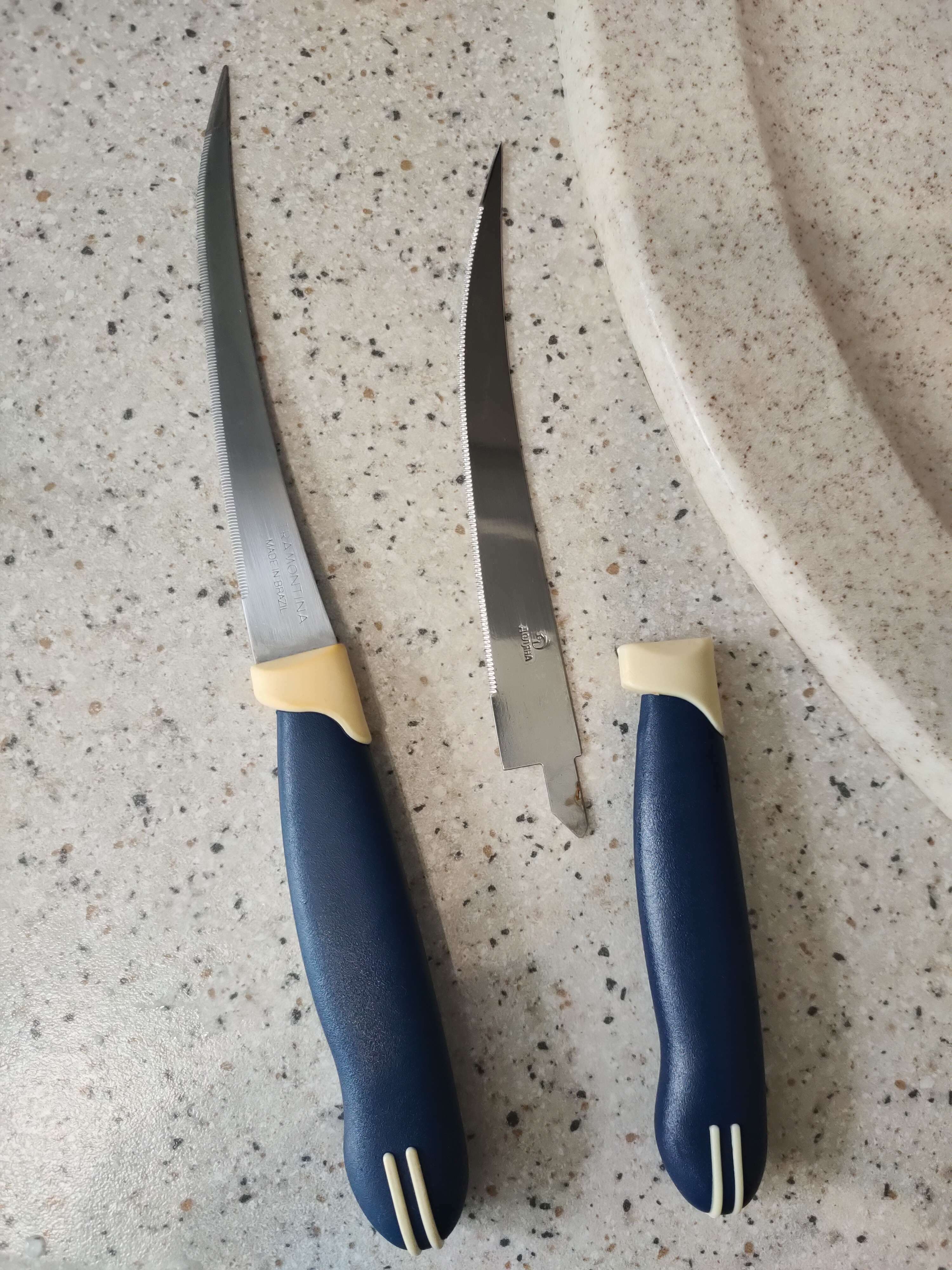 Фотография покупателя товара Нож кухонный Доляна «Страйп», зубчатое лезвие 11,5 см - Фото 2