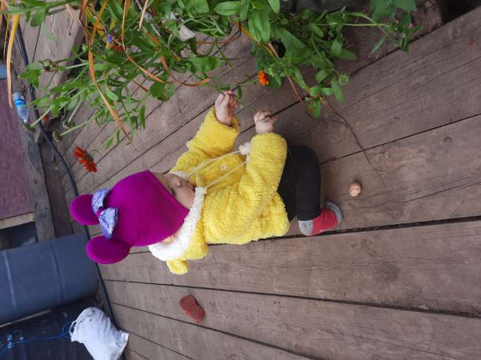 Фотография покупателя товара Шапка детская, цвет фиолетовый/бантик, размер 50-54 - Фото 1