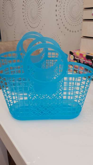 Фотография покупателя товара Корзина - сумка для хранения, пластик, 28×14×25 см, цвет МИКС - Фото 6