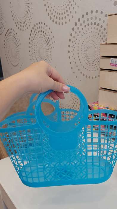 Фотография покупателя товара Корзина-сумка пластиковая для хранения, 28×14×25 см, цвет МИКС - Фото 7