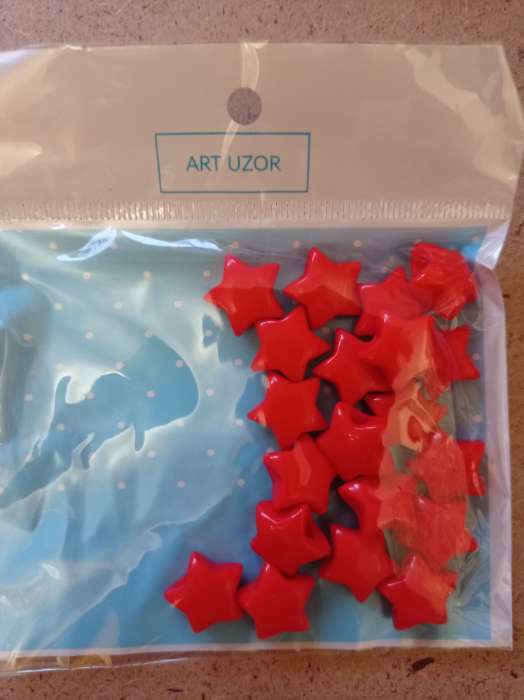 Фотография покупателя товара Бусины для творчества пластик "Алые звёзды" набор 16 гр 1,6х1,6 см - Фото 1