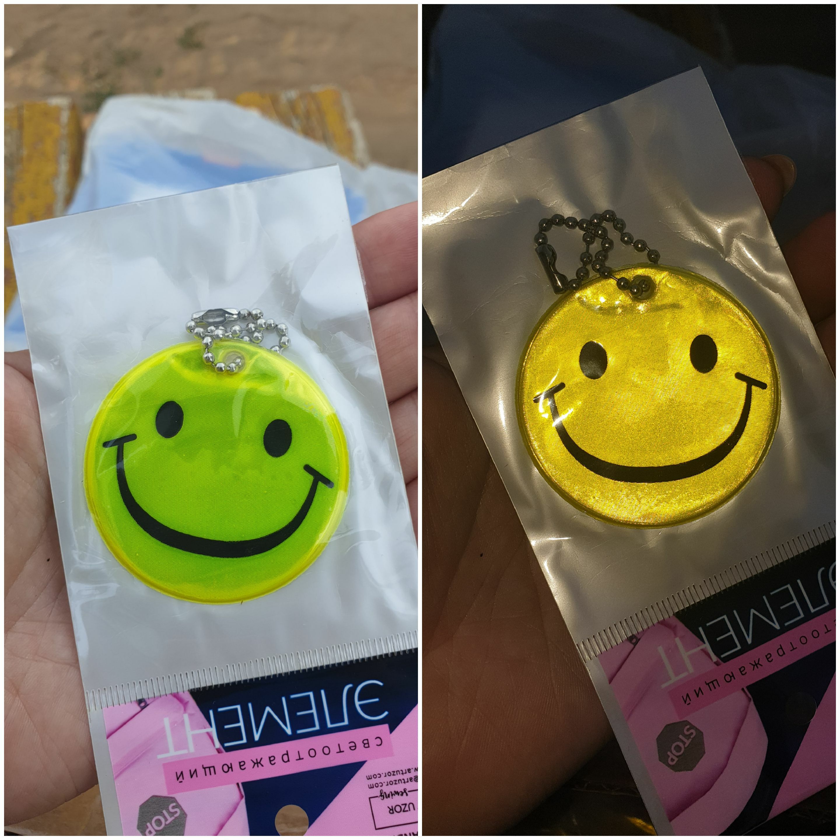 Фотография покупателя товара Светоотражающий элемент «Смайлик-улыбка», двусторонний, d = 5 см, цвет жёлтый - Фото 1