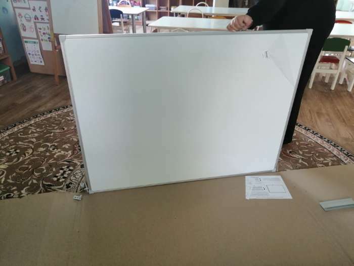 Фотография покупателя товара Доска магнитно-маркерная, 90х120 см, Calligrata СТАНДАРТ, в алюминиевой рамке, с полочкой - Фото 4