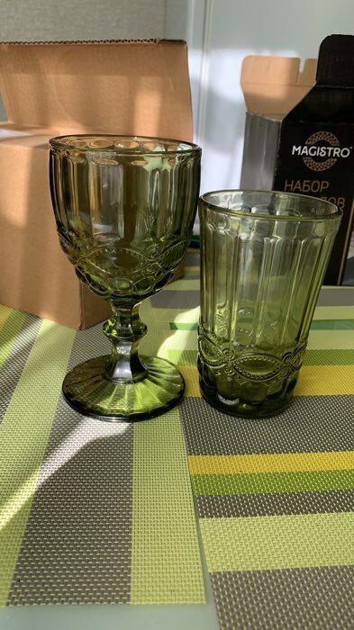 Фотография покупателя товара Набор бокалов стеклянных Magistro «Ла-Манш», 250 мл, 9×15,2 см, 6 шт, цвет зелёный - Фото 8