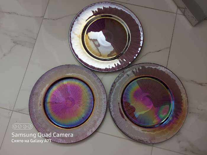 Фотография покупателя товара Тарелка стеклянная подстановочная «Чарм», d=33 см, цвет хамелеон