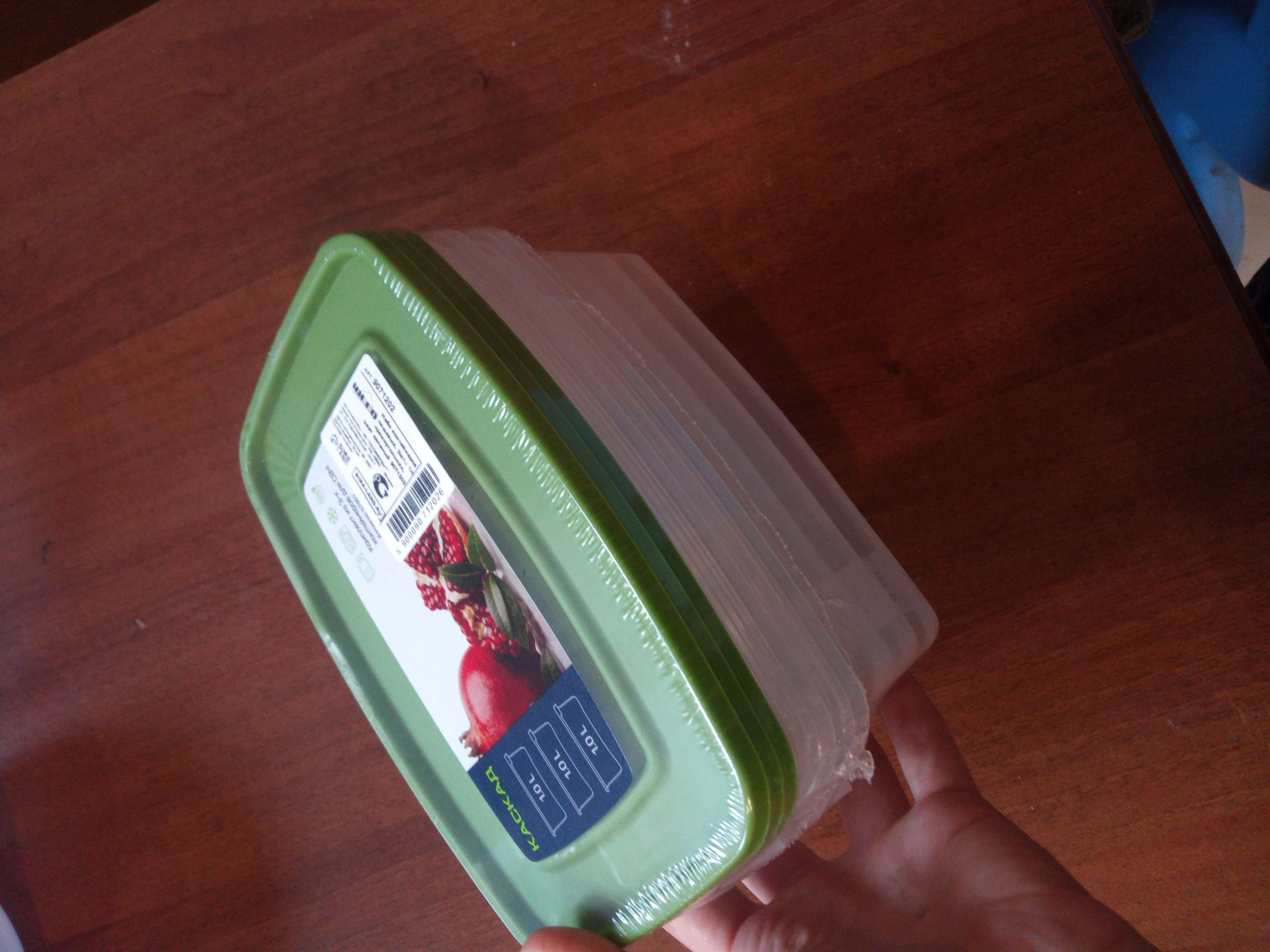 Фотография покупателя товара Набор контейнеров пищевых Доляна, 3 шт: 1 л, 18,5×12×7 см, прямоугольные, цвет зелёный - Фото 1