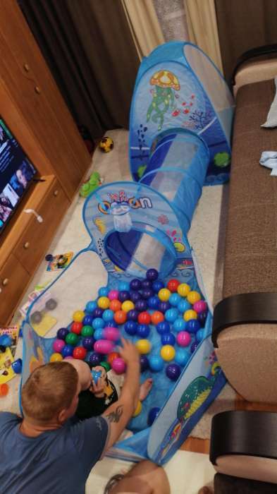 Фотография покупателя товара Набор детская игровая палатка + туннель + сухой бассейн «Океан», 6 × 53 × 53 см - Фото 1
