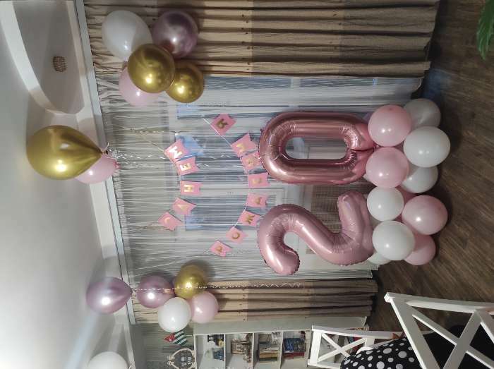 Фотография покупателя товара Гирлянда тиснение на бумаге «С Днем Рождения», розовая, золотые буквы, длина 156 см - Фото 4