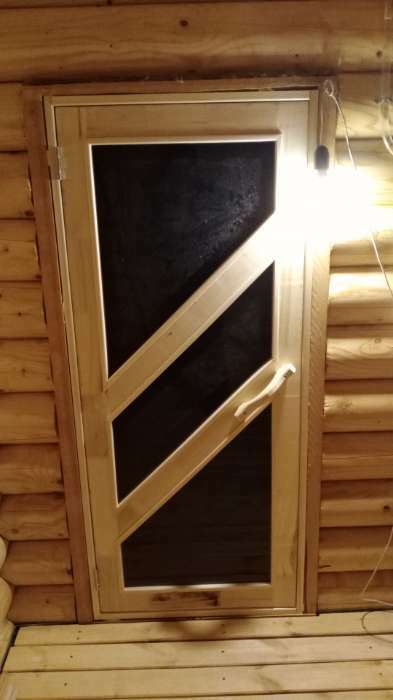 Фотография покупателя товара Дверь для бани со стеклом "Диагональ", 160×70см