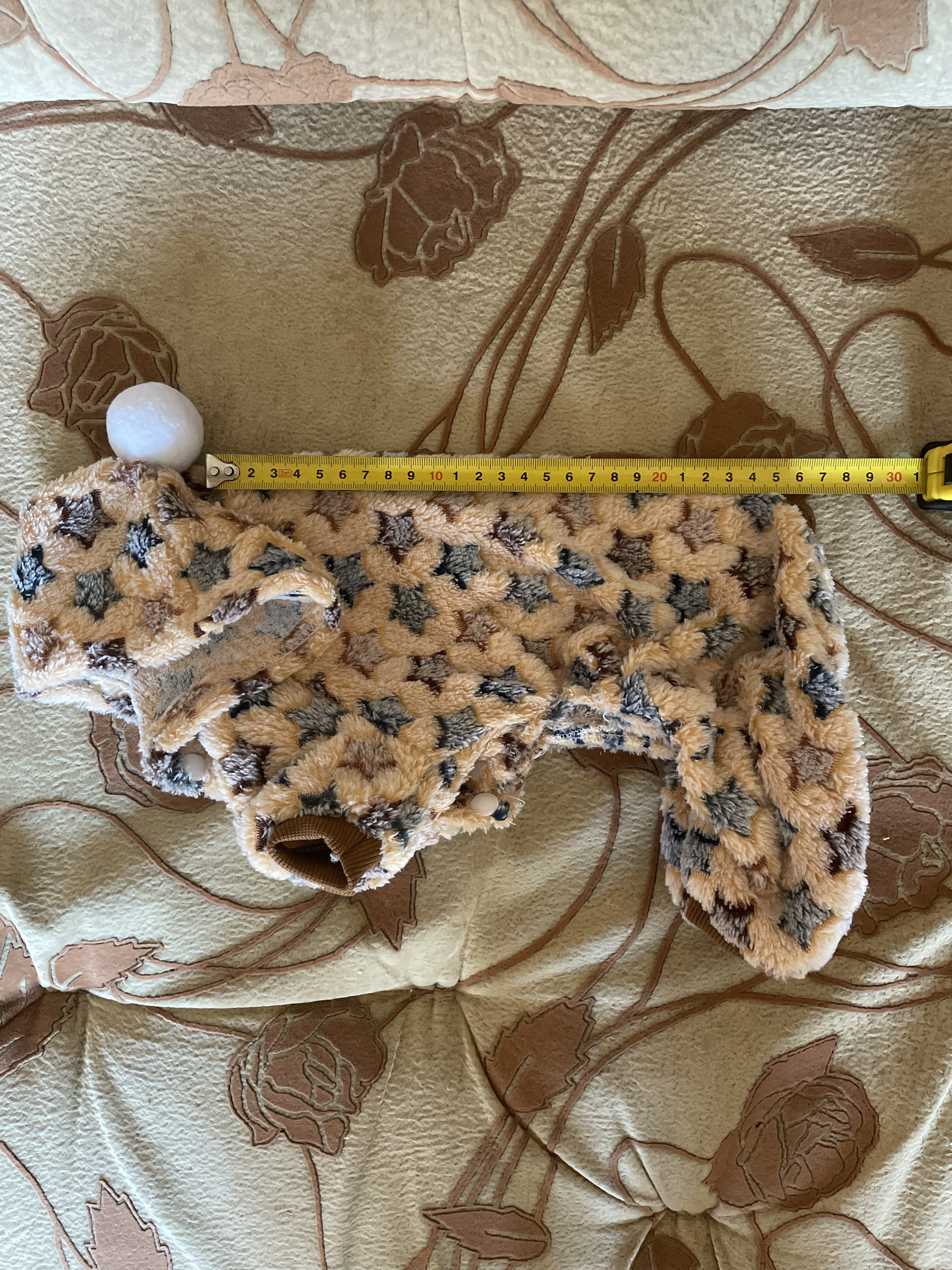 Фотография покупателя товара Комбинезон "Звёзды" с капюшоном, размер L (ДС 35 см, ОГ 45 см, ОШ 35 см), бежевый - Фото 2