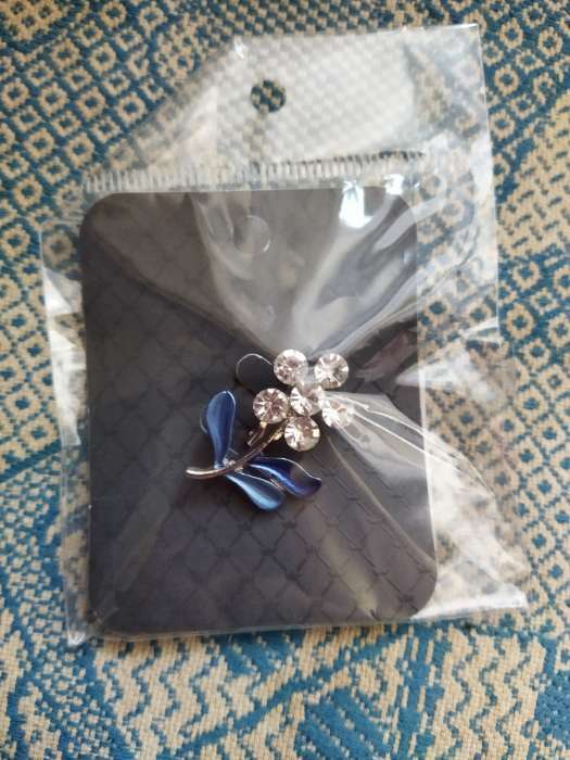 Фотография покупателя товара Брошь «Цветочек» малая, цвет голубой в серебре - Фото 1