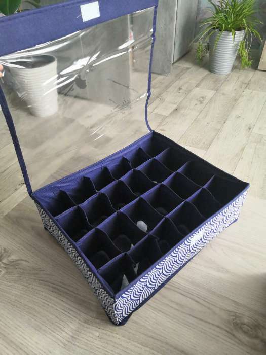 Фотография покупателя товара Органайзер для хранения белья с крышкой Доляна «Волна», 24 ячеек, 38×30×12 см, цвет синий - Фото 2