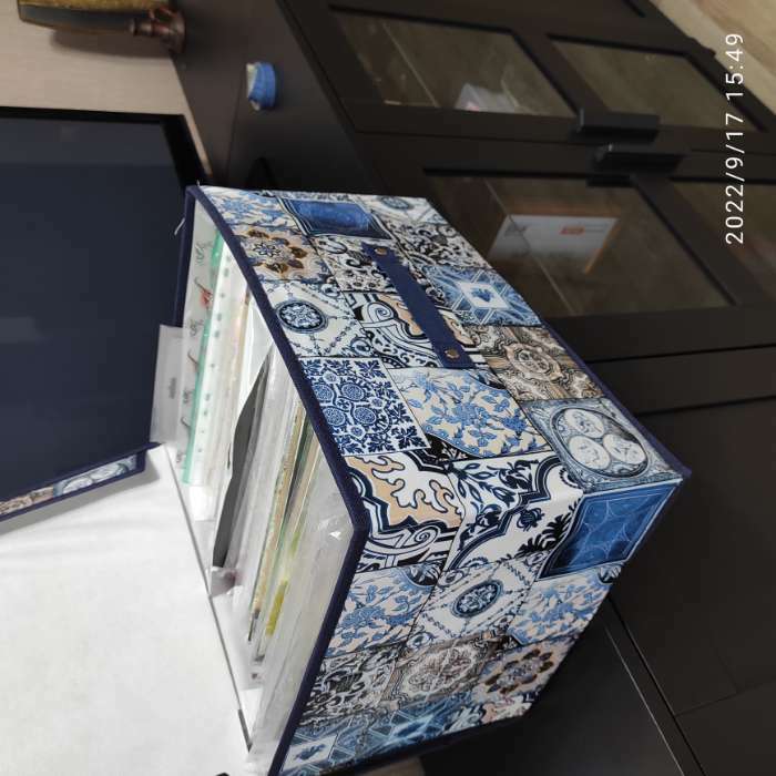 Фотография покупателя товара Короб стеллажный для хранения с крышкой Доляна «Мозаика», 40×30×25 см, цвет синий - Фото 2