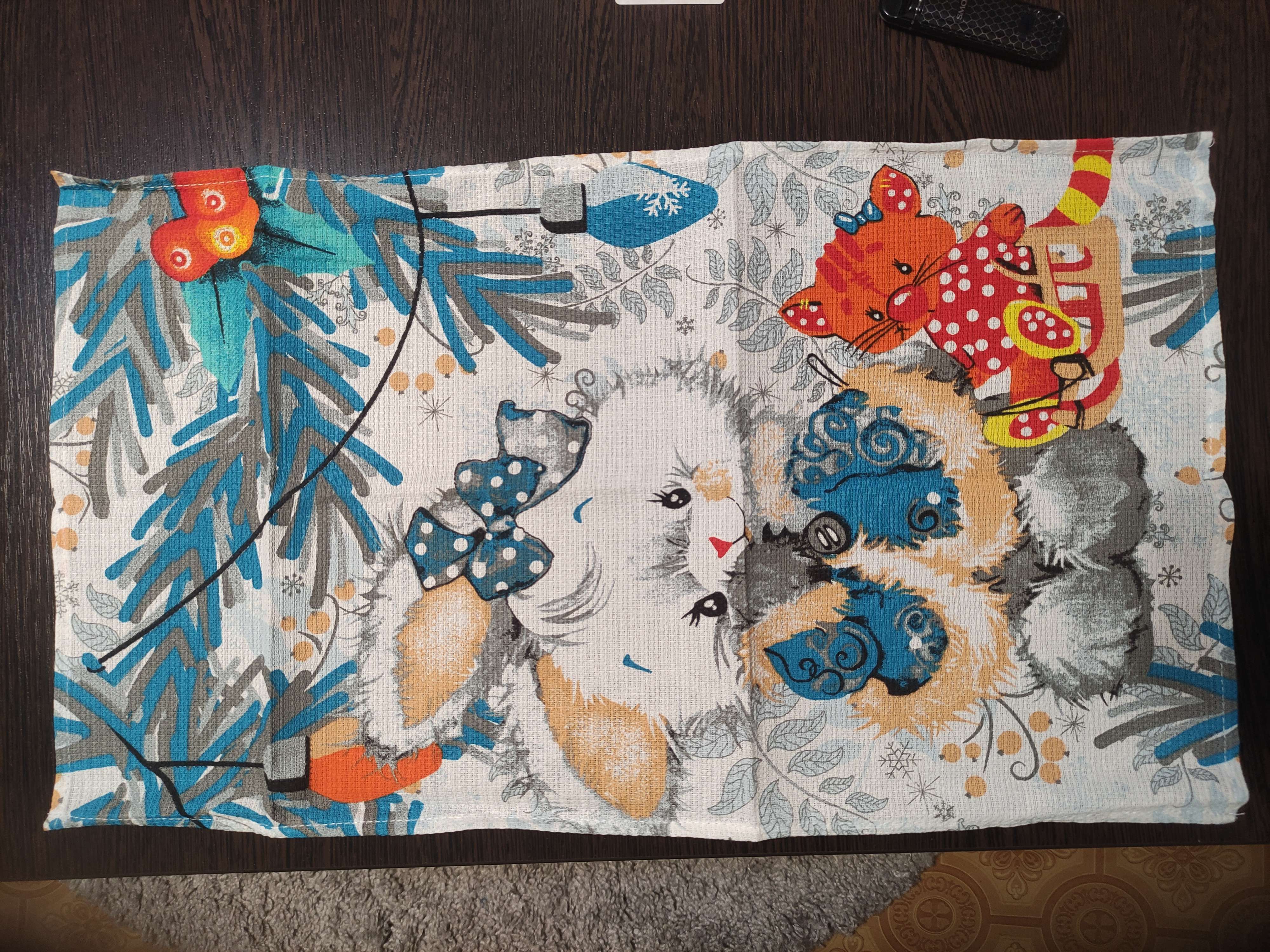 Фотография покупателя товара Полотенце 35х60 см, Рождественская прогулка, вафля, 160г/м2, хлопок 100% - Фото 1