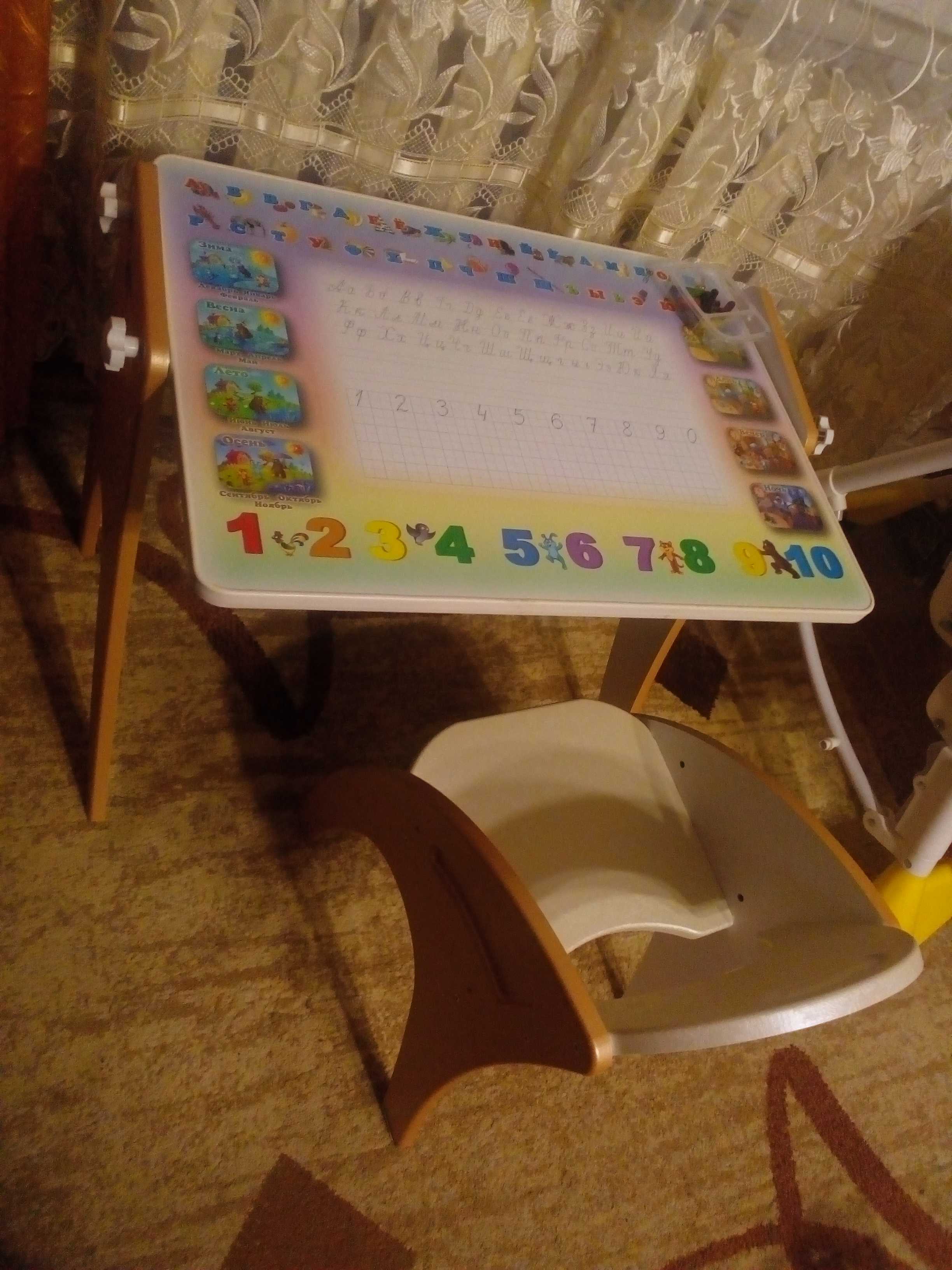 Фотография покупателя товара Комплект детской мебели «Буквы-цифры»: парта-мольберт, стульчик, цвет персик жемчужный - Фото 1